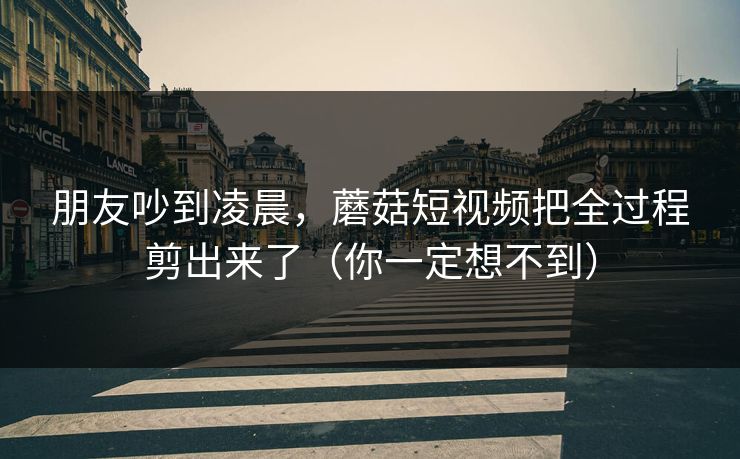 朋友吵到凌晨，蘑菇短视频把全过程剪出来了（你一定想不到）