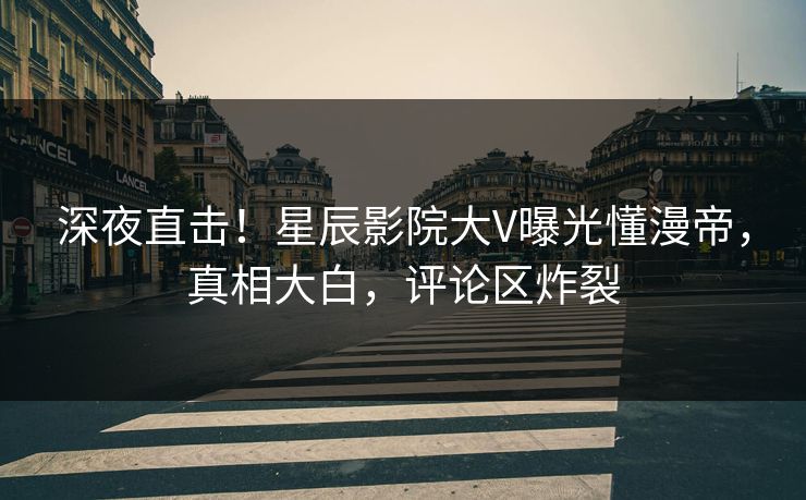 深夜直击！星辰影院大V曝光懂漫帝，真相大白，评论区炸裂