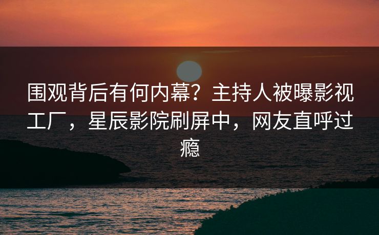 围观背后有何内幕？主持人被曝影视工厂，星辰影院刷屏中，网友直呼过瘾