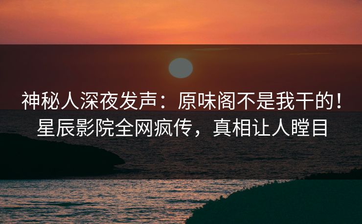神秘人深夜发声：原味阁不是我干的！星辰影院全网疯传，真相让人瞠目